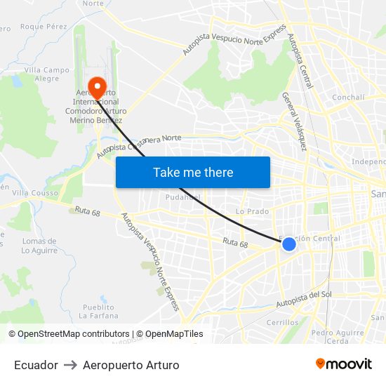 Ecuador to Aeropuerto Arturo map