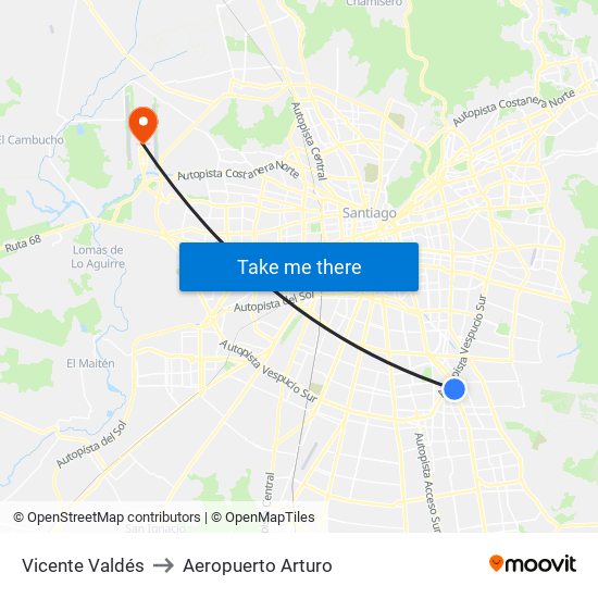 Vicente Valdés to Aeropuerto Arturo map