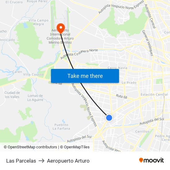 Las Parcelas to Aeropuerto Arturo map