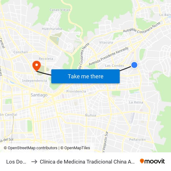 Los Dominicos to Clínica de Medicina Tradicional China Antiguo Hospital San José map