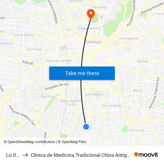 Lo Ovalle to Clínica de Medicina Tradicional China Antiguo Hospital San José map