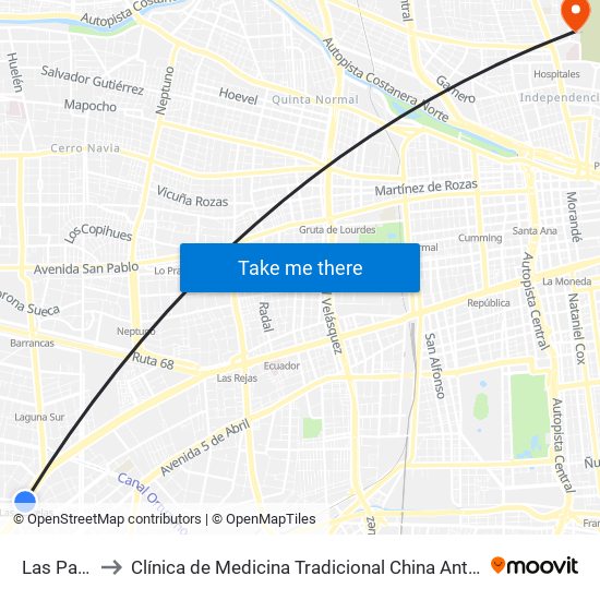 Las Parcelas to Clínica de Medicina Tradicional China Antiguo Hospital San José map