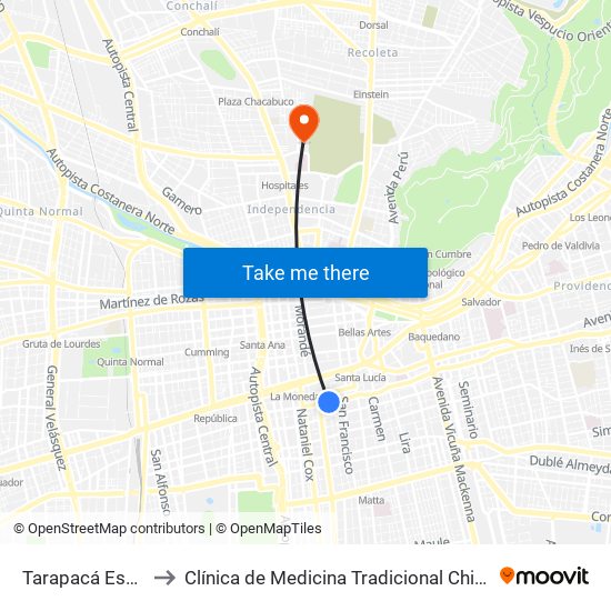 Tarapacá Esq. Arturo Prat to Clínica de Medicina Tradicional China Antiguo Hospital San José map