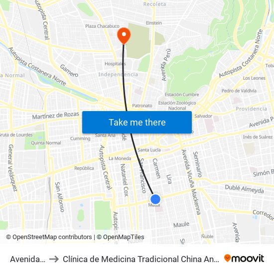 Avenida Matta to Clínica de Medicina Tradicional China Antiguo Hospital San José map