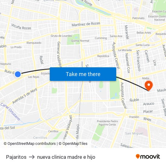 Pajaritos to nueva clinica madre e hijo map