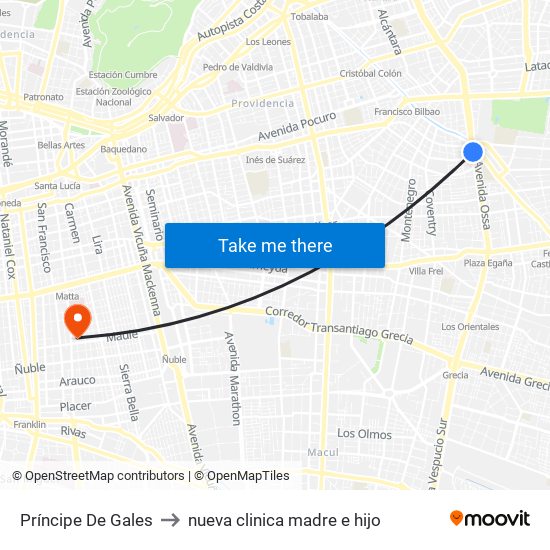 Príncipe De Gales to nueva clinica madre e hijo map