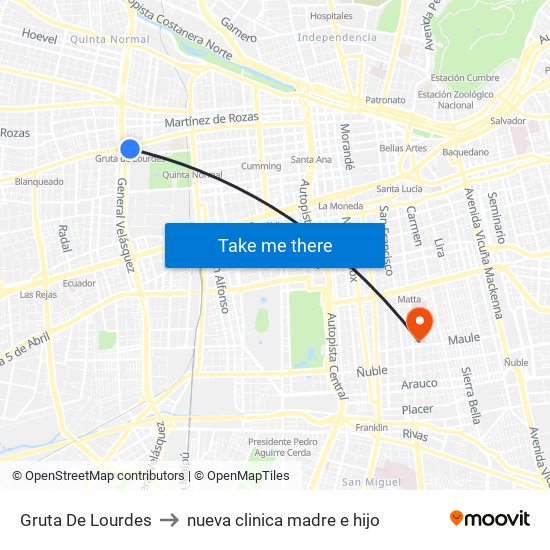 Gruta De Lourdes to nueva clinica madre e hijo map