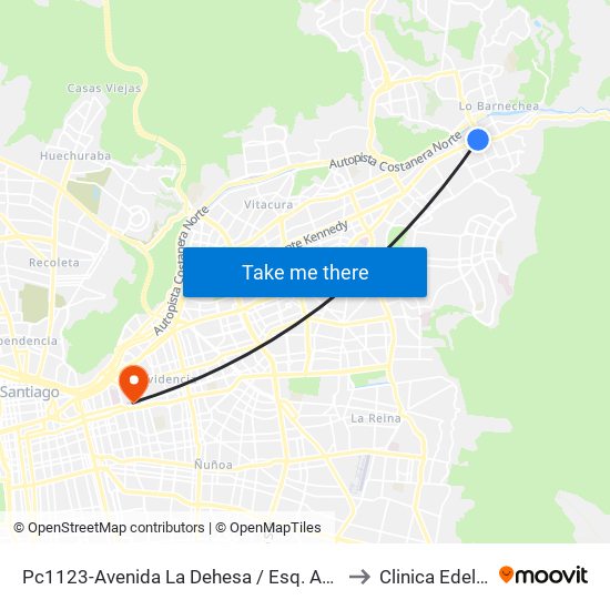 Pc1123-Avenida La Dehesa / Esq. Av. Las Condes to Clinica Edelweiss map