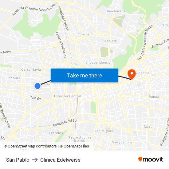 San Pablo to Clinica Edelweiss map