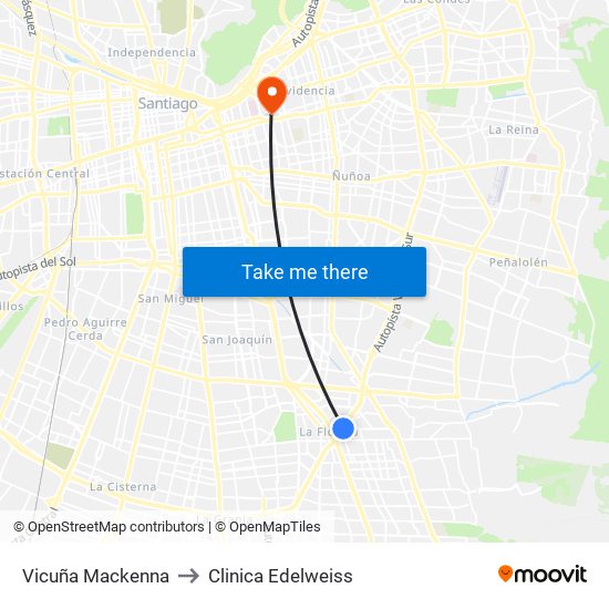 Vicuña Mackenna to Clinica Edelweiss map