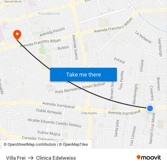 Villa Frei to Clinica Edelweiss map