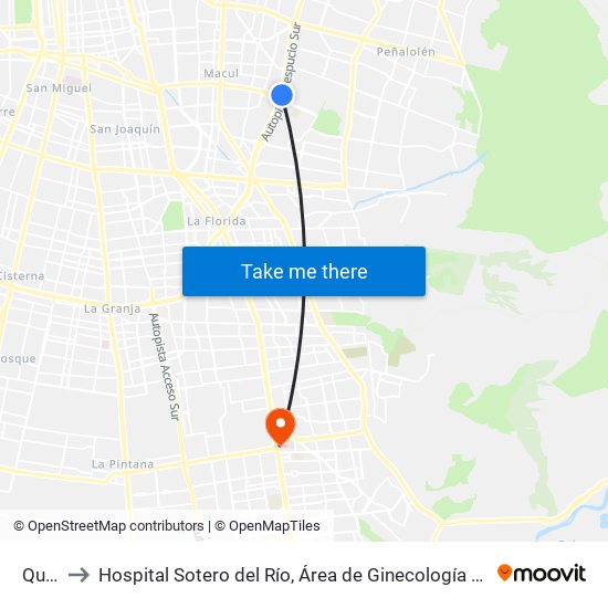 Quilín to Hospital Sotero del Río, Área de Ginecología y Oncología. map