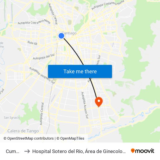 Cumming to Hospital Sotero del Río, Área de Ginecología y Oncología. map