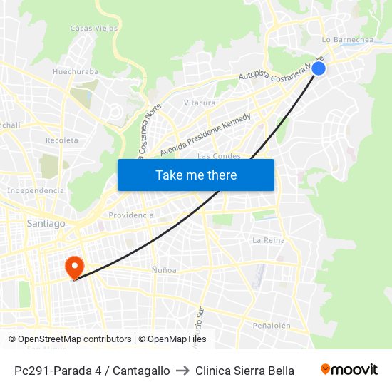 Pc291-Parada 4 / Cantagallo to Clinica Sierra Bella map