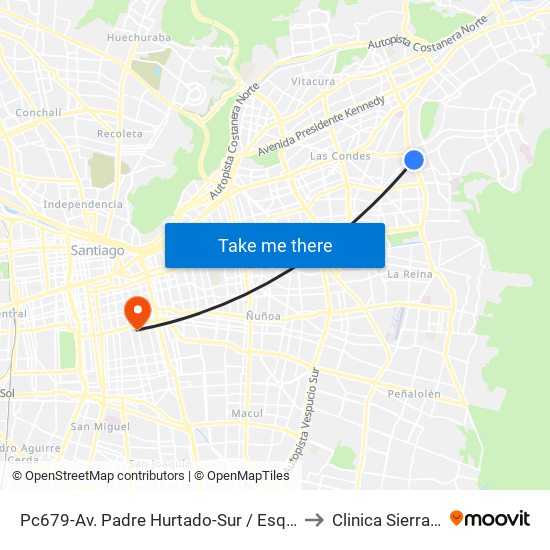 Pc679-Av. Padre Hurtado-Sur / Esq. Patagonia to Clinica Sierra Bella map