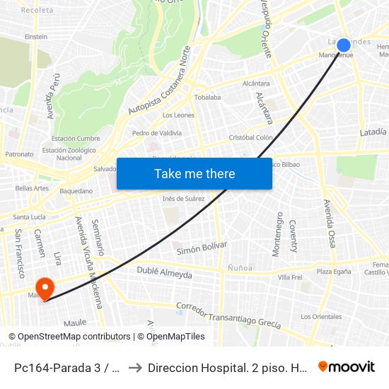 Pc164-Parada 3 / (M) Manquehue to Direccion Hospital. 2 piso. Hosp San Borja Arriaran. map