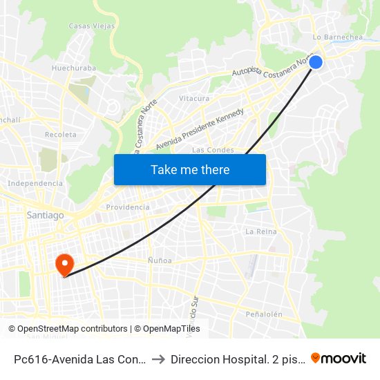 Pc616-Avenida Las Condes / Esq. Sn. Fco. De Asís to Direccion Hospital. 2 piso. Hosp San Borja Arriaran. map