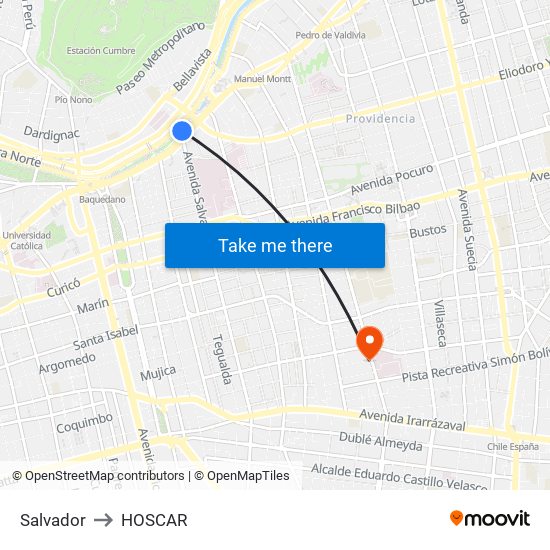 Salvador to HOSCAR map