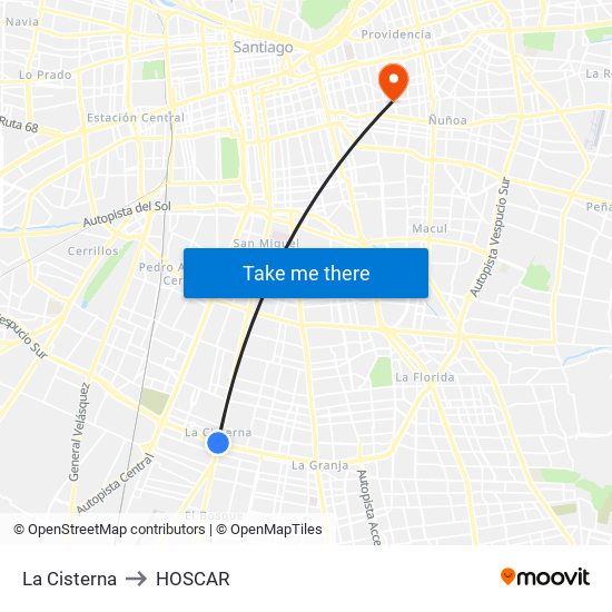 La Cisterna to HOSCAR map