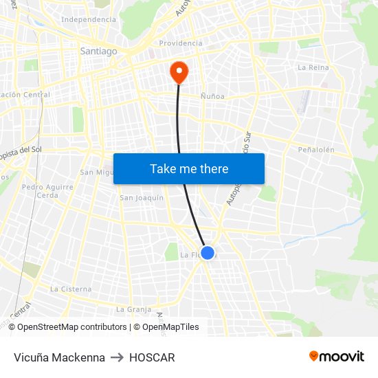 Vicuña Mackenna to HOSCAR map