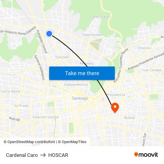 Cardenal Caro to HOSCAR map