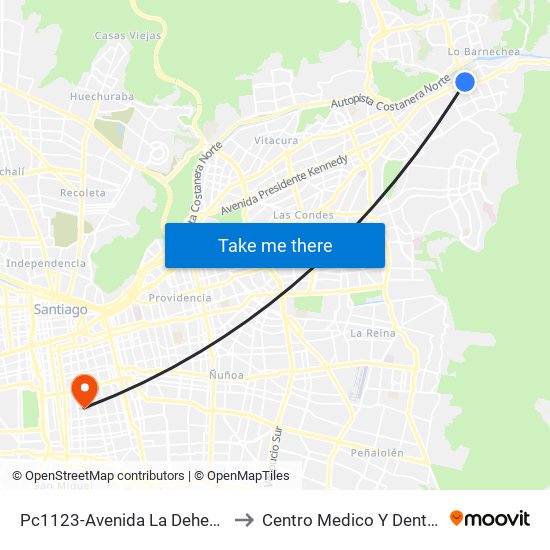 Pc1123-Avenida La Dehesa / Esq. Av. Las Condes to Centro Medico Y Dental Miguel Leon Prado map