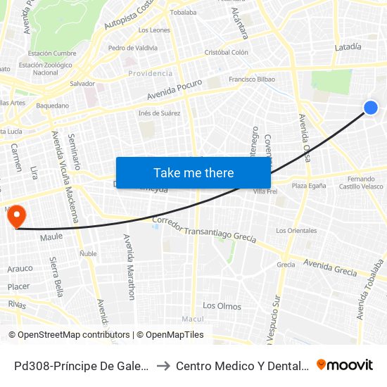 Pd308-Príncipe De Gales / Esq. S. Izquierdo to Centro Medico Y Dental Miguel Leon Prado map