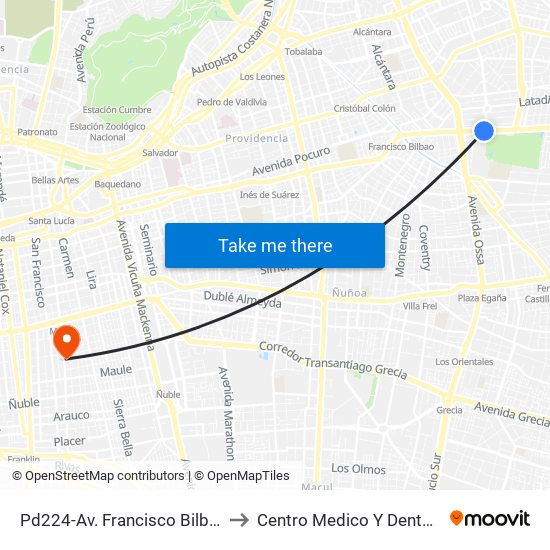 Pd224-Av. Francisco Bilbao / Esq. Av. S. Elcano to Centro Medico Y Dental Miguel Leon Prado map