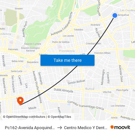 Pc162-Avenida Apoquindo / Esq. Rosa O'Higgins to Centro Medico Y Dental Miguel Leon Prado map