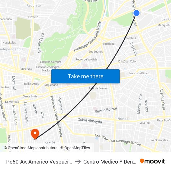 Pc60-Av. Américo Vespucio / Esq. Av. Pdte. Kennedy to Centro Medico Y Dental Miguel Leon Prado map