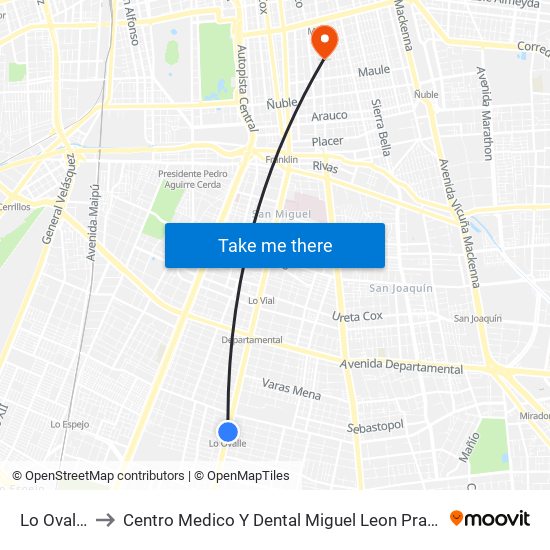 Lo Ovalle to Centro Medico Y Dental Miguel Leon Prado map