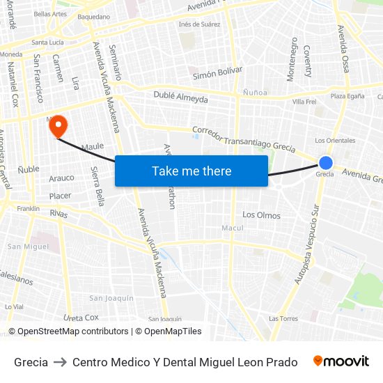 Grecia to Centro Medico Y Dental Miguel Leon Prado map