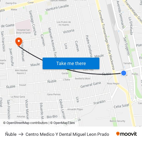Ñuble to Centro Medico Y Dental Miguel Leon Prado map