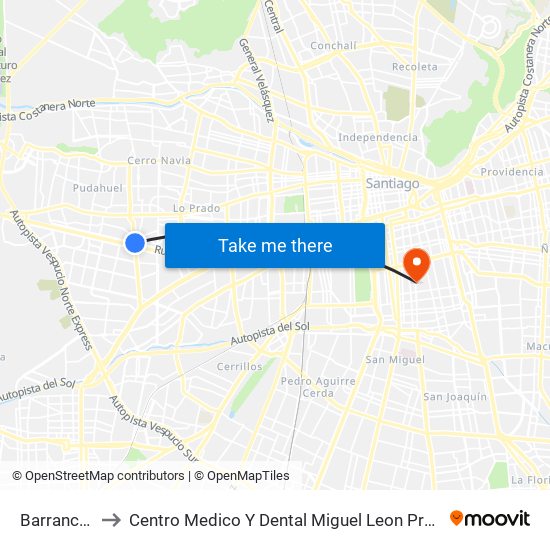 Barrancas to Centro Medico Y Dental Miguel Leon Prado map