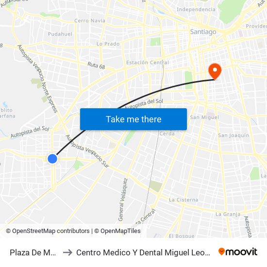 Plaza De Maipú to Centro Medico Y Dental Miguel Leon Prado map