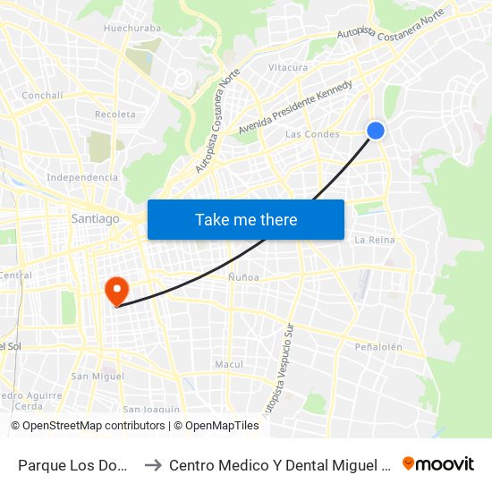 Parque Los Dominicos to Centro Medico Y Dental Miguel Leon Prado map