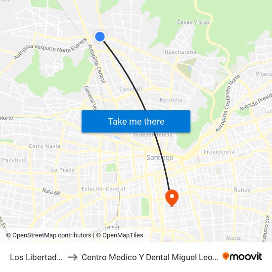 Los Libertadores to Centro Medico Y Dental Miguel Leon Prado map