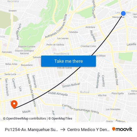 Pc1254-Av. Manquehue Sur / Esq. Avenida Apoquindo to Centro Medico Y Dental Miguel Leon Prado map