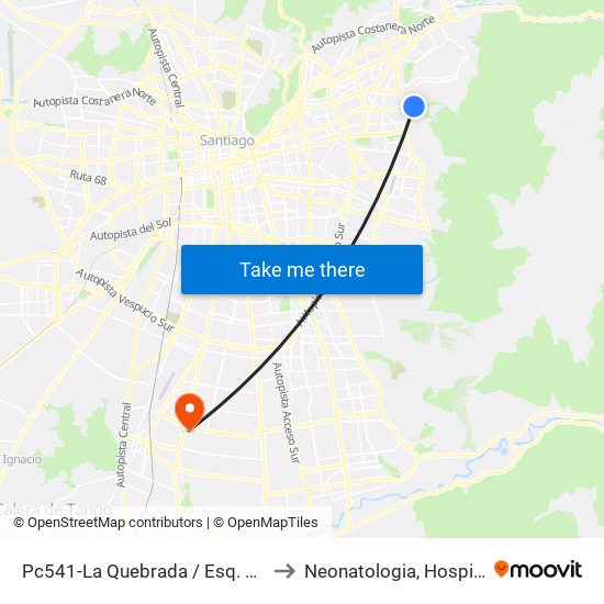 Pc541-La Quebrada / Esq. Av. Paul Harris to Neonatologia, Hospital El Pino. map