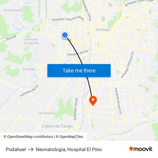 Pudahuel to Neonatologia, Hospital El Pino. map