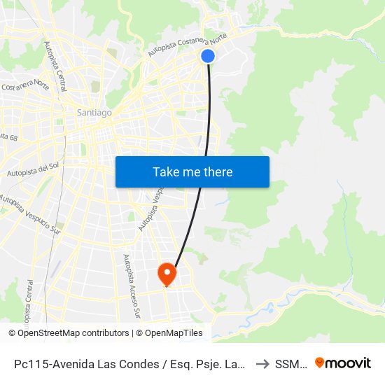 Pc115-Avenida Las Condes / Esq. Psje. Las Condes to SSMSO map