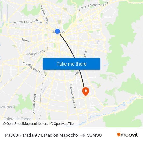 Pa300-Parada 9 / Estación Mapocho to SSMSO map