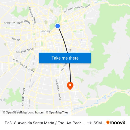 Pc318-Avenida Santa María / Esq. Av. Pedro De Valdivia to SSMSO map