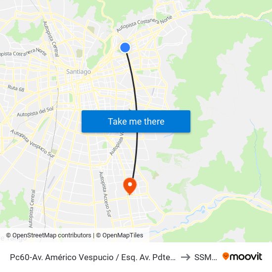 Pc60-Av. Américo Vespucio / Esq. Av. Pdte. Kennedy to SSMSO map