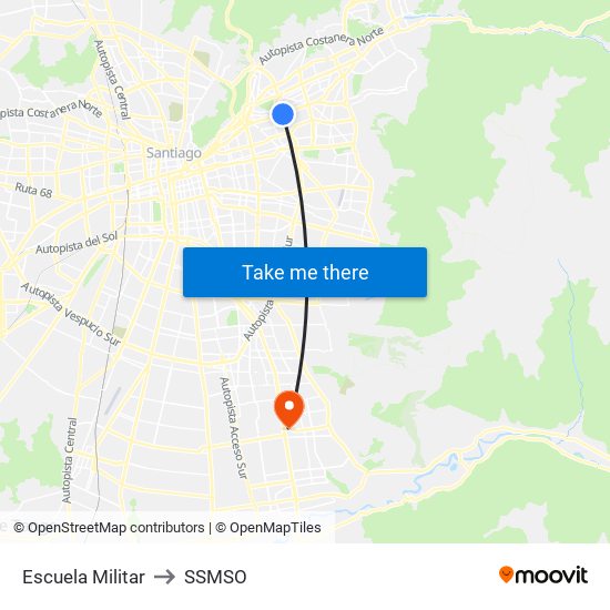Escuela Militar to SSMSO map