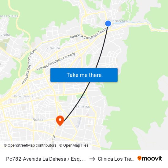 Pc782-Avenida La Dehesa / Esq. Raúl Labbé to Clinica Los Tiempos map