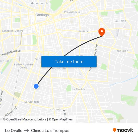 Lo Ovalle to Clinica Los Tiempos map