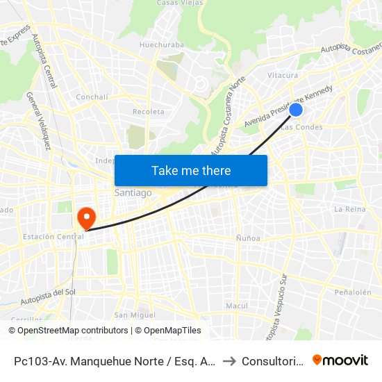 Pc103-Av. Manquehue Norte / Esq. Av. Pdte. Riesco to Consultorio N° 5 map