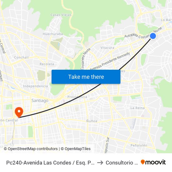 Pc240-Avenida Las Condes / Esq. Pamplona to Consultorio N° 5 map