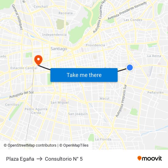 Plaza Egaña to Consultorio N° 5 map